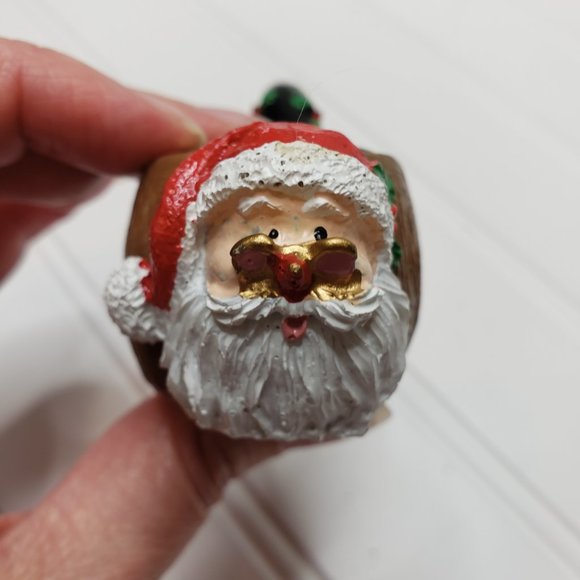 Vtg Oomco Christmas Ceramic Santa With Glasses Pipe Figural Taper Candle Holder - Picture 3 of 15